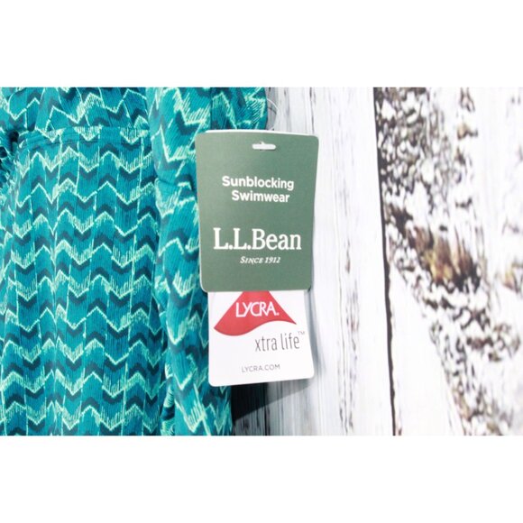 LL Bean Printed Padded Halterneck Swimwear Tankini Top Green Size 4 - Picture 3 of 9